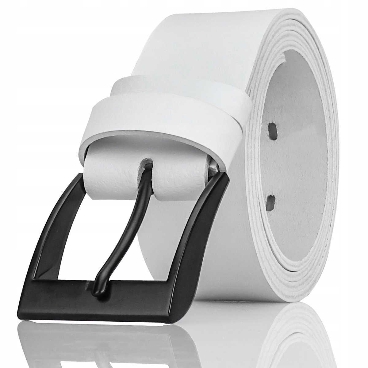 PASEK Meski do SPODNI 140 cm BIALY GRACIO SZEROKI Skora NATURALANA 140 cm