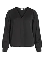 Koszulki i topy damskie - Różnorodne wycięcie w serek L/S Top - NOOS, czarny, 44 - miniaturka - grafika 1
