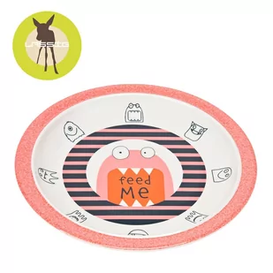 Lassig Talerz z melaminy Little Monsters Mad Mabel pink LDISHPS1192 - Miseczki i talerzyki dla dzieci - miniaturka - grafika 1