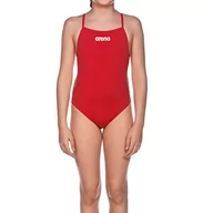 Stroje kąpielowe - Arena Solid Lightech Junior jednoczęściowy kostium kąpielowy dla dziewczynki, czerwony 000002A264 - miniaturka - grafika 1