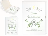 Pamiątka Pierwszej Komunii Świętej - Murrano Biblia Dla Dzieci Z Twoim Nadrukiem I Drewnianym Etui Pierwsza KZ-BIB-M_DRO-UV-004 - miniaturka - grafika 1