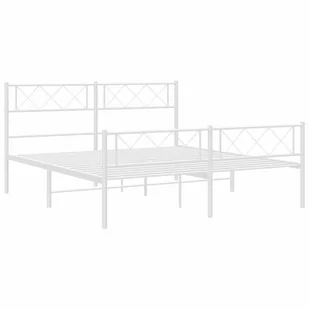 Metalowa rama łóżka z wezgłowiem i zanóżkiem, biała, 120x190 cm Lumarko! - Inne meble do sypialni - miniaturka - grafika 2