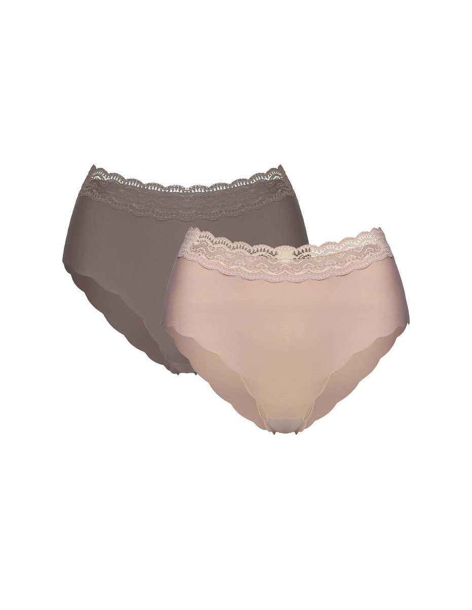 Majtki z wyższym stanem Polly 2-pak Henderson beżowy, brązowy M