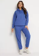 Dresy damskie - Niebieski Bawełniany Komplet Dresowy z Bluzą i Spodniami Zansira - miniaturka - grafika 1