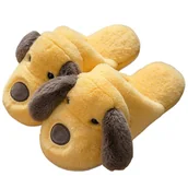 Kapcie damskie - Kapcie Papcie Damskie Z Psem Żółte Wygodne Lekkie Cieple Na Jesień Na Zimę Ocieplane Domowe 38/39 - miniaturka - grafika 1