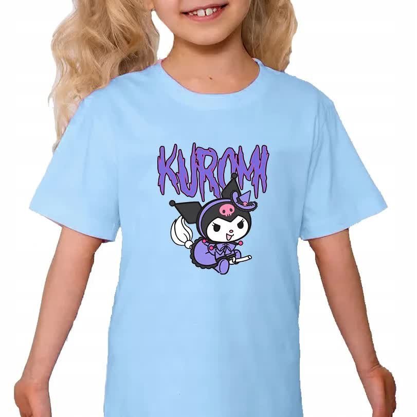 KOSZULKA BŁĘKITNA Dziecięca Na Prezent Dla Fana KUROMI Króliczek Wzory 134