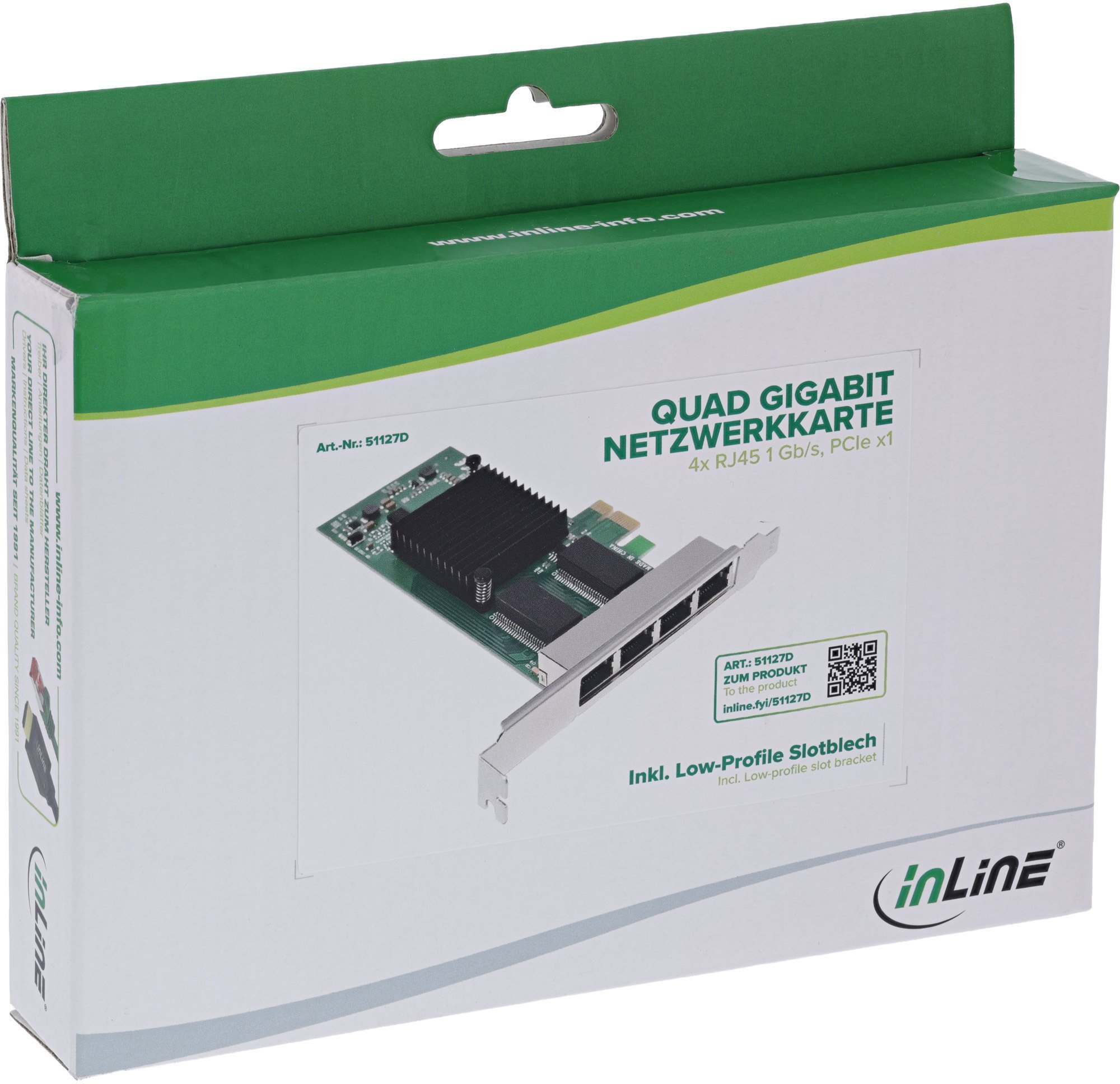 Karta sieciowa InLine ® Quad Gigabit karta sieciowa 4x RJ45 1 Gb/s PCIe x1
