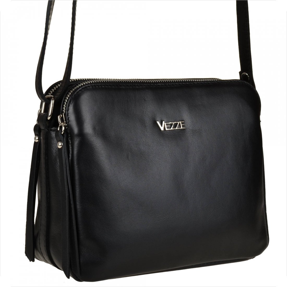 Modna skórzana czarna listonoszka VEZZE