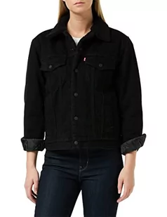 Levi's Damska kurtka Ex-bf Sherpa Trucker, Forever Black, S - Kurtki damskie - miniaturka - grafika 1
