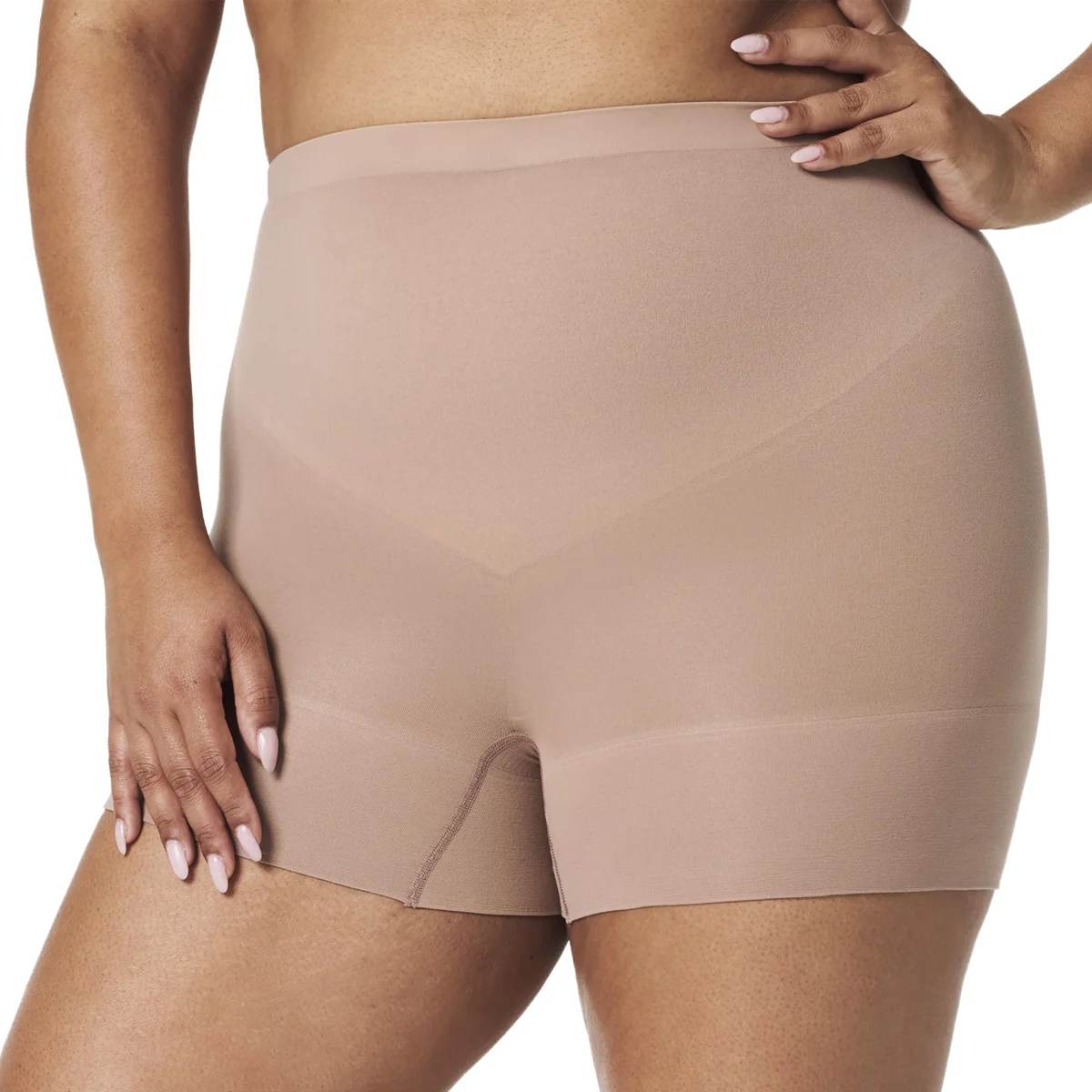 SPANX sculpt Seamless Power Shorty - dla wszystkich długości obszycia - lekka bielizna modelująca z kontrolą rdzenia, pas bez wykopywania, Cafe Au L..