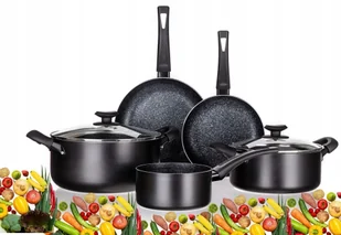 Zestaw garnków Banquet CZARNE patelnia kuchenne prezent aluminiowe 7 el. - Zestawy garnków i patelni Zestaw garnków Banquet CZARNE patelnia kuchenne prezent aluminiowe 7 el. - Zestawy garnków i patelni - miniaturka - grafika 1