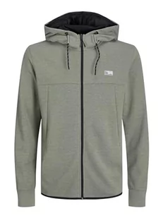JACK & JONES Męska bluza z kapturem, z wysokim dekoltem, zamek błyskawiczny, Desert Sage, XL - Bluzy męskie - miniaturka - grafika 1