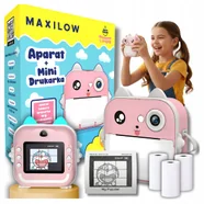Aparat natychmiastowy Maxilow Drukuś 2.0 Różowy + 3 Rolki