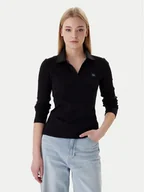 Bluzki damskie - Calvin Klein Bluzka Ls Woven Label LV047E203G Czarny Slim Fit - miniaturka - grafika 1