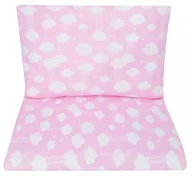 Pościel dla dzieci - POŚCIEL DO ŁÓŻECZKA NIEMOWLĘCA DZIECIĘCA POSZEWKI 120x90 - Różowy w białe chmurki z drabinką - miniaturka - grafika 1