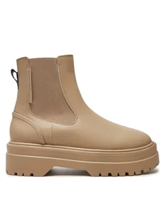Tommy Hilfiger Sztyblety Chelsea FW0FW08162 Beżowy - Botki damskie - miniaturka - grafika 1
