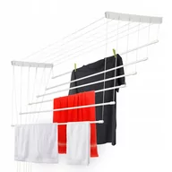 Suszarki na ubrania - Suszarka sufitowa na pranie Torp, 6 prętów, 150 cm, biała - miniaturka - grafika 1