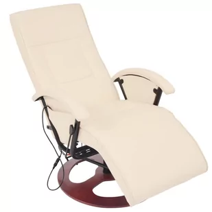 vidaXL Fotel elektryczny do masażu w kolorze kremowo-białym - Fotele - miniaturka - grafika 1