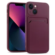 Etui i futerały do telefonów - Etui na telefon komórkowy Apple iPhone 13 Mini Silicone Case Pokrowiec ochronny z miejscem na kartę Slim Cover, Malinowy - miniaturka - grafika 1