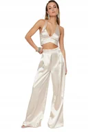 Spodnie damskie - TRENDYOL SATYNOWE SPODNIE PALAZZO W NATURALNYM KOLORZE 42 J_A - miniaturka - grafika 1