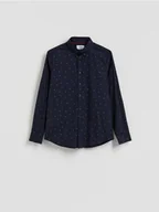 Koszule męskie - Reserved - Koszula slim fit w świąteczny wzór - granatowy - miniaturka - grafika 1