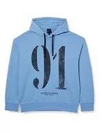 Bluzy męskie - Armani Exchange Męska bluza z kapturem Comfy Fit, Maxi Number Print, niebieska, XXL EU, niebieski, XXL - miniaturka - grafika 1