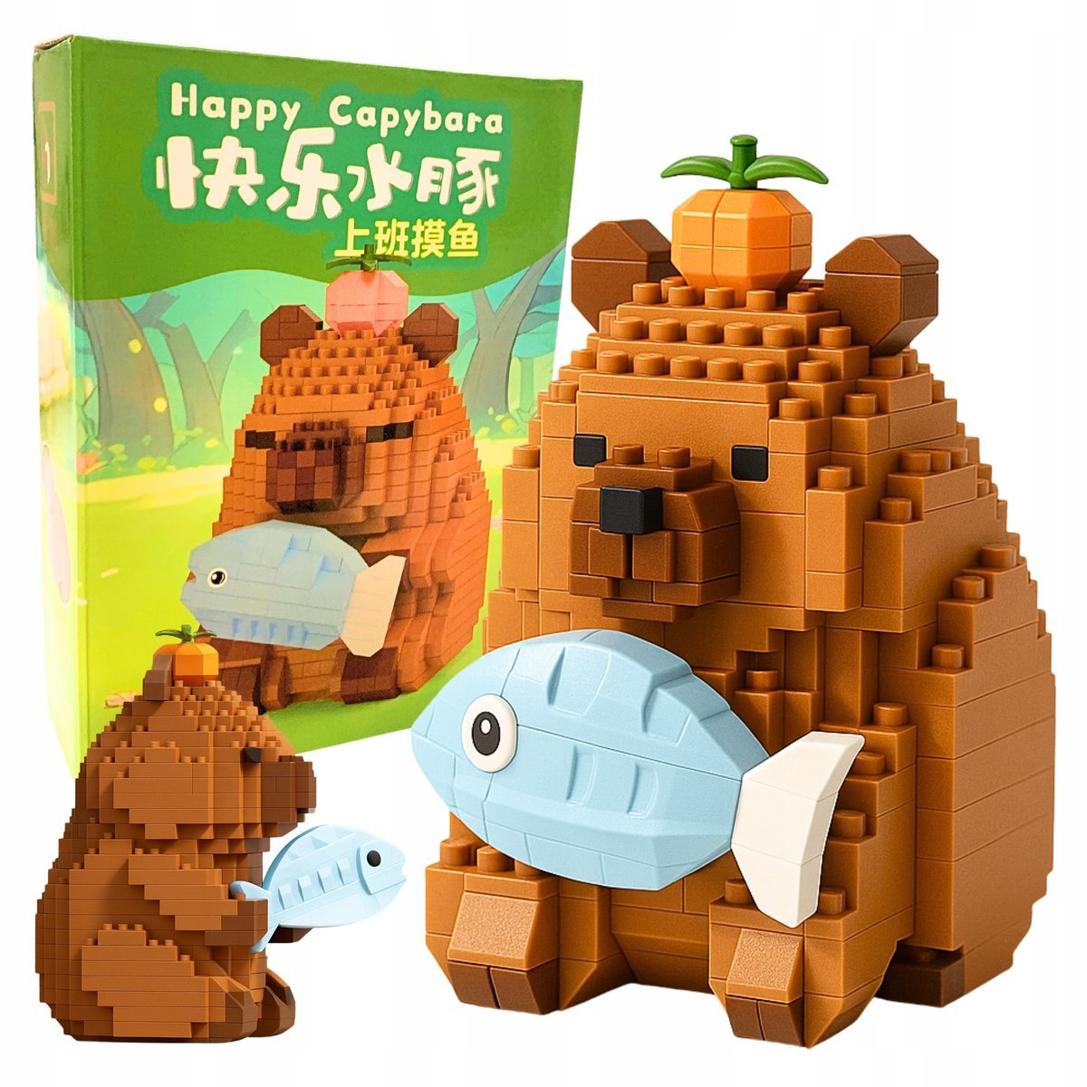 Klocki Kapibara Konstrukcyjne Kapibarka Ryba Jabłko Zestaw Klocków Figurka