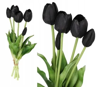 Tulipany Bukiet Tulipanów Gumowane Gumowe Silikonowe Jak Żywe - Sztuczne kwiaty - miniaturka - grafika 1