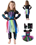 Stroje karnawałowe - STRÓJ SZKIELETOR KOŚCIOTRUP SUKIENKA SPODNIE 4-6L - miniaturka - grafika 1