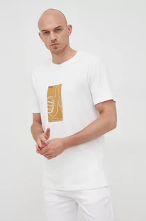 Koszulki męskie - Selected Homme t-shirt bawełniany kolor biały z nadrukiem - grafika 1