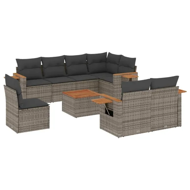 Zestaw mebli ogrodowych modułowych szary rattan PE, wymiary: 62x62x69 cm