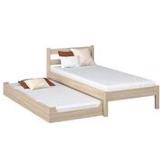 Łóżka - Łóżko pojedyncze z szufladą na materac N01 dąb bielony 90x180 - miniaturka - grafika 1