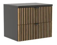 Szafki nocne - Czarna szafka z drewnianymi lamelami T5-H64 - miniaturka - grafika 1