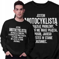 Bluzy męskie - Bluza Dla Motocyklisty Śmieszny Prezent Rozwiązuję Problemy Bluza Męska - miniaturka - grafika 1