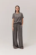 Spodnie damskie - Spodnie z wiskozą i lyocellem Figro szare - miniaturka - grafika 1