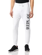 Spodenki męskie - Replay Męskie spodnie do biegania ze ściągaczem, białe (White 001), XS, 001 White, XS - miniaturka - grafika 1