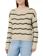 Swetry damskie - Vila Damski sweter z dzianiny Vipolana Ls Boatneck Glitter Knit Top/Su, brązowy, M - miniaturka - grafika 1