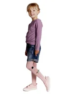 Rajstopy - Rajstopy dziewczęce bawełniane z elementem 3D listki różowe 116-122 YOCLUB - miniaturka - grafika 1