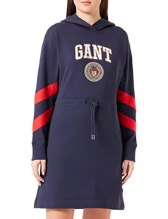 GANT Damska D1. Crest Shield Hoodie Dress sukienka, Classic Blue, M - Sukienki - miniaturka - grafika 1