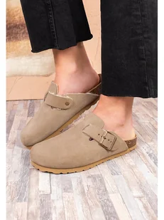 billowy Skórzane chodaki w kolorze beżowym - Klapki i japonki damskie - miniaturka - grafika 1