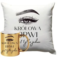 Kosmetyczki, organizery i kuferki - Kubek Złoty Poduszka Dla Kosmetyczki Stylistki Brwi 330ml 40x40cm Kosmetyczka - miniaturka - grafika 1