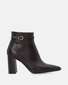 Botki damskie - Brązowe skórzane botki na słupku - Venezia - miniaturka - grafika 1