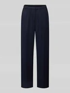 Spodnie damskie - Spodnie materiałowe o kroju straight fit z czystej wiskozy w kant - miniaturka - grafika 1