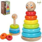 Zabawki interaktywne dla dzieci - Joueco Drewniana kolorowa wieża 7 elementów Joueco 80021 - miniaturka - grafika 1