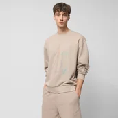 Bluzy męskie - Męska bluza dresowa nierozpinana bez kaptura Outhorn OTHWSS24TSWSM1172 - beżowa - miniaturka - grafika 1