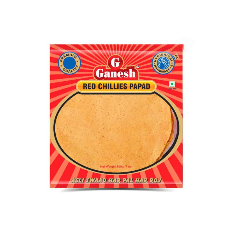 Papad z czerwonym chilli Ganesh Red Chilli Papad 200g - ostra nuta chilli