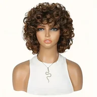 Pozostałe akcesoria fryzjerskie - TEMU Unisex 12" Czarny Krótki Peruk W Stylu Bob Z Włosami - Termoodporny Syntetyczny Włókno, Bouncy Curly Waves, Cap, Elegancki Podstawowy Styl Dla - miniaturka - grafika 1