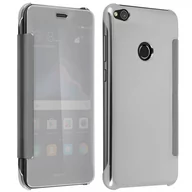 Etui i futerały do telefonów - Etui z klapką, lustrzane etui do Huawei P8 Lite 2017, przezroczysta klapka z przodu – srebrna - miniaturka - grafika 1