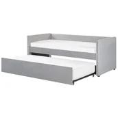 Łóżka - Beliani Łóżko wysuwane welurowe 90 x 200 cm jasnoszare TROYES - miniaturka - grafika 1