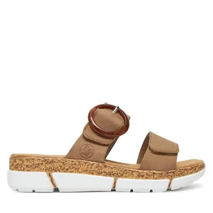 Klapki Rieker V2392-62 Beżowy - Klapki i japonki damskie - miniaturka - grafika 1